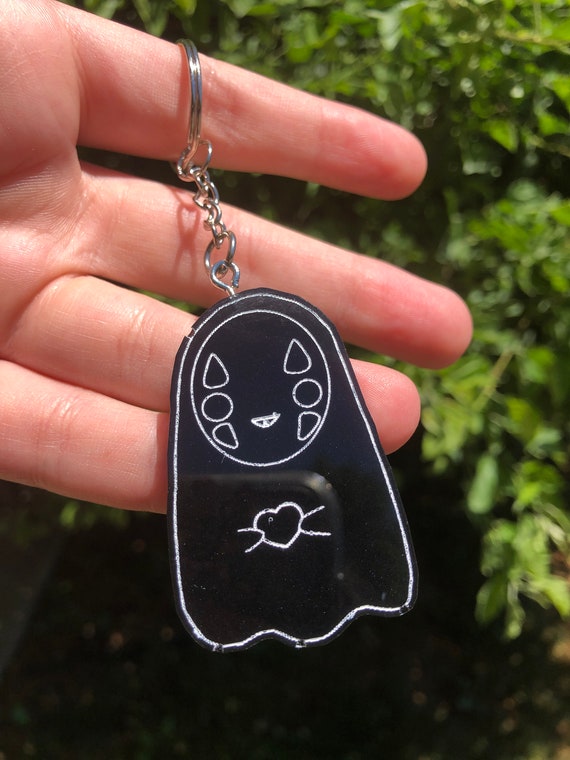 No Face Keychain Resin Spirited Away Keychain Epoxy Anime Etsy