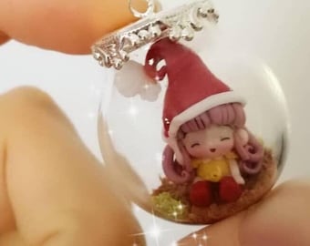 PREORDER presale necklace necklace ampoule glass globe Doll polymer clay necklace necklace ميمي الصغيرة handmade gnome fairies fairies