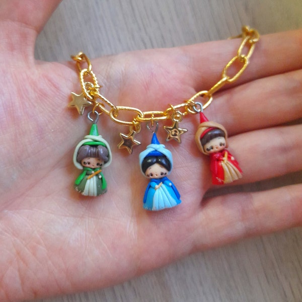 bracelet bracelet fées bracelet fimo pâte polymère kawaii miniature bijoux faits main