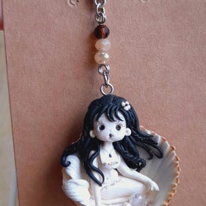 necklace necklace Black&White collection doll fimo polymer clay dolls miniatures mermaids mermaids dollies little dolls