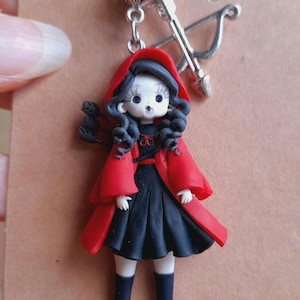 necklace necklace Black&White collection Cheryl Blossom Riverdale doll fimo polymer clay dolls miniature red riding hood dollies dolls