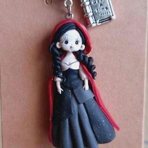 necklace necklace Black&White collection ouat doll fimo polymer clay dolls miniature red riding hood dollies little dolls