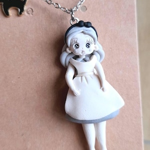 necklace necklace Black&White collection Alice doll fimo polymer clay dolls miniature dollies little dolls
