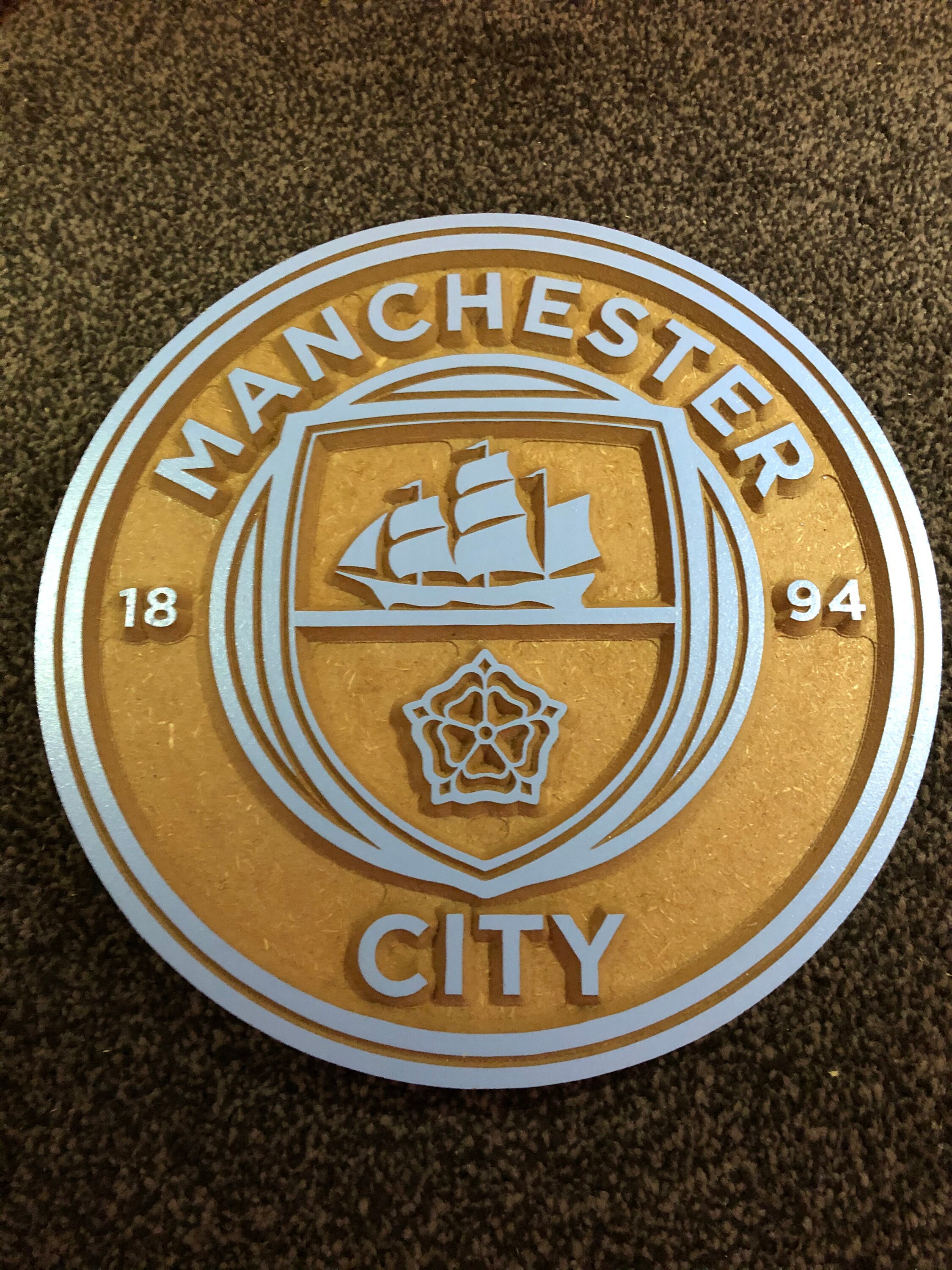 MAN CITY Crest Carving Football Wall Hanging Logo Wood Wall | Etsy