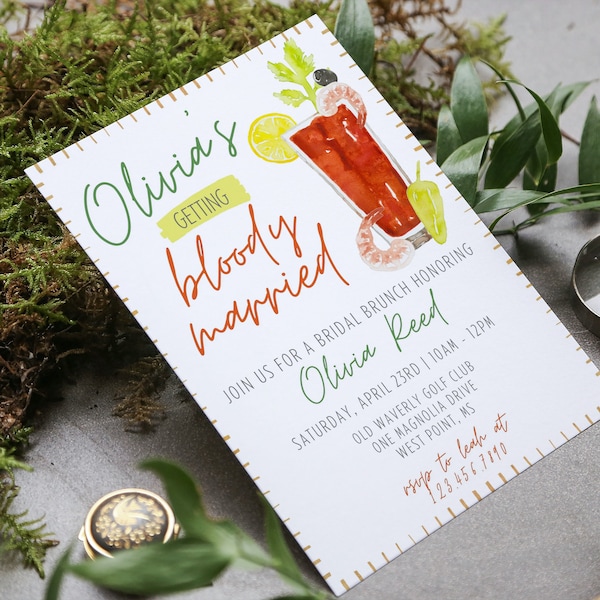 Bridal Brunch Invitation | Bridal Shower Invite | Bloody Mary Bar Invitation | Getting Bloody Married | Printable Invite | Digital Download