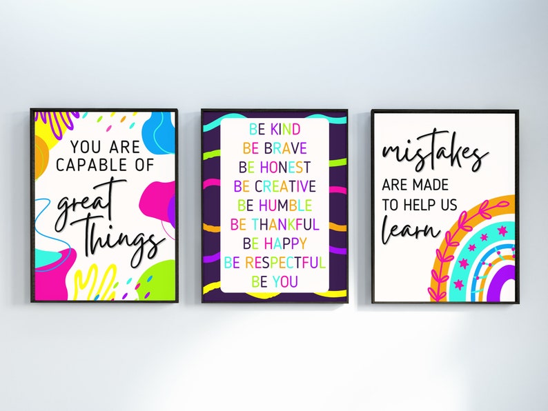 Wachstum Mindset Poster | Inspirierende Lehrer Wandkunst | Digital Printable | Klassenzimmer Kunst | Geschenk für Lehrer | Helle Neon Educator Art Bild 3
