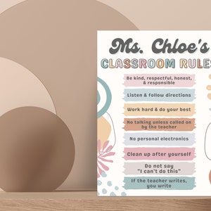 Classroom Rules Editable Template | Teacher Printable | Educator Wall Art | Classroom Decor | Teacher Rules Digital Template | Boho Art