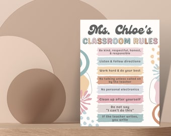 Klassenzimmer Regeln Bearbeitbare Vorlage | Lehrer Printable | Erzieher Wandkunst | Klassenzimmer Dekor | Lehrer Regeln Digitale Vorlage | Boho Art