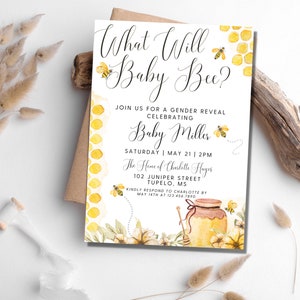 What Will Baby Bee Gender Reveal Invitation | Bumble Bee Invitation | Honey Bee Invitation | Mommy To Bee Baby Shower | Bee Gender Reveal