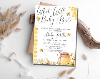 What Will Baby Bee Gender Reveal Invitation | Bumble Bee Invitation | Honey Bee Invitation | Mommy To Bee Baby Shower | Bee Gender Reveal