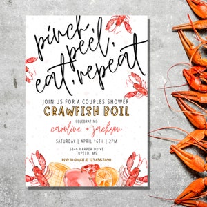 Crawfish Boil Engagement Party | Shrimp Boil Invitation | Outdoor Couples Shower | Seafood Boil Invitation | Editable Invite Template