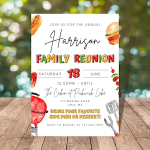 Editable Family Reunion Invitation, Summer Family Reunion, Reunion Invitation, Family Party, Summer Party, BBQ, Picnic, Family Barbecue