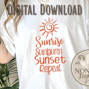 Lever de soleil coup de soleil coucher de soleil répétition SVG PNG JPEG | Fichier numérique