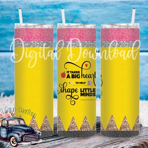 Pencil Tumbler Design – Teacher Gift 20 oz Skinny Tumbler (Digital Download)