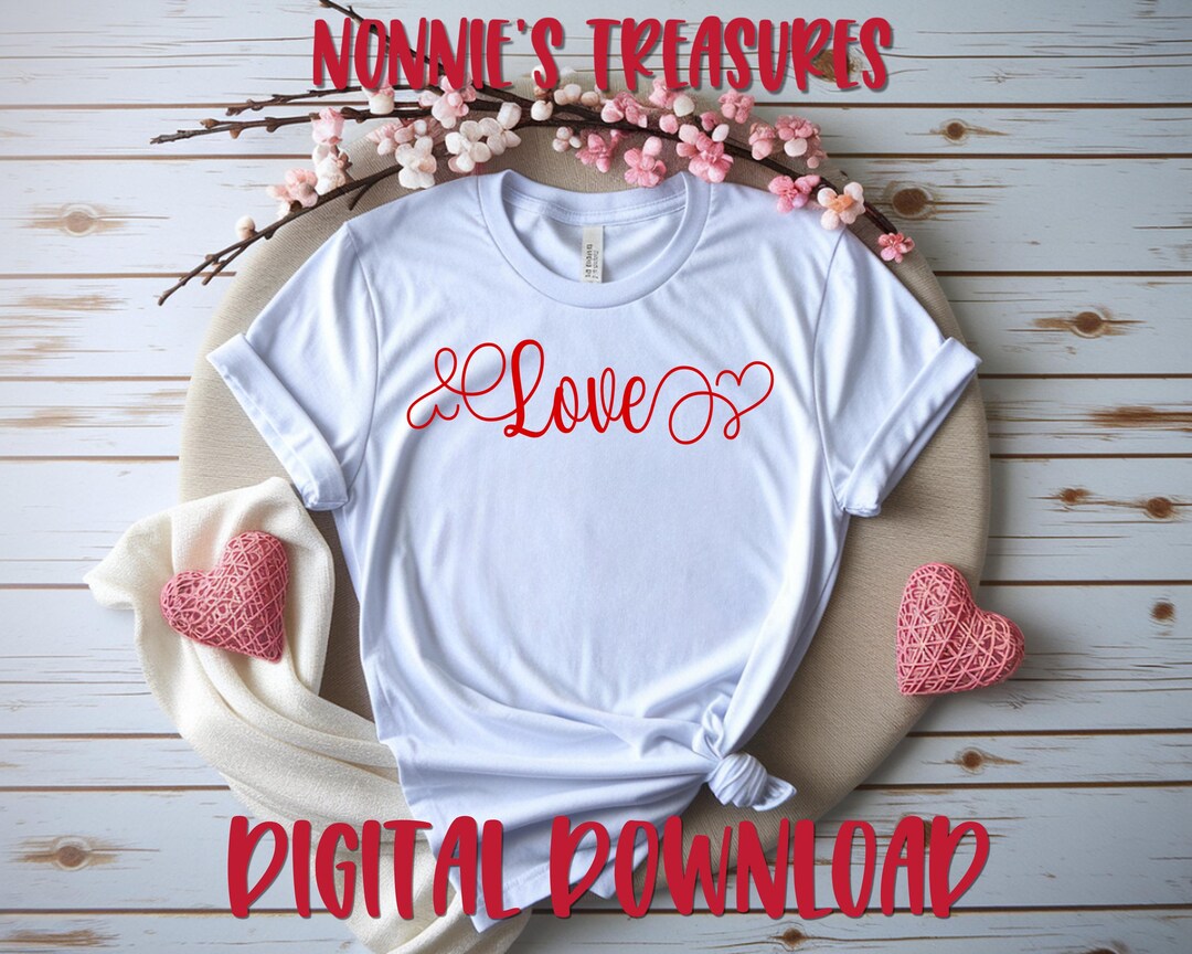 Love Script Heart Design PNG | Red Black White Files | Digital Download ...
