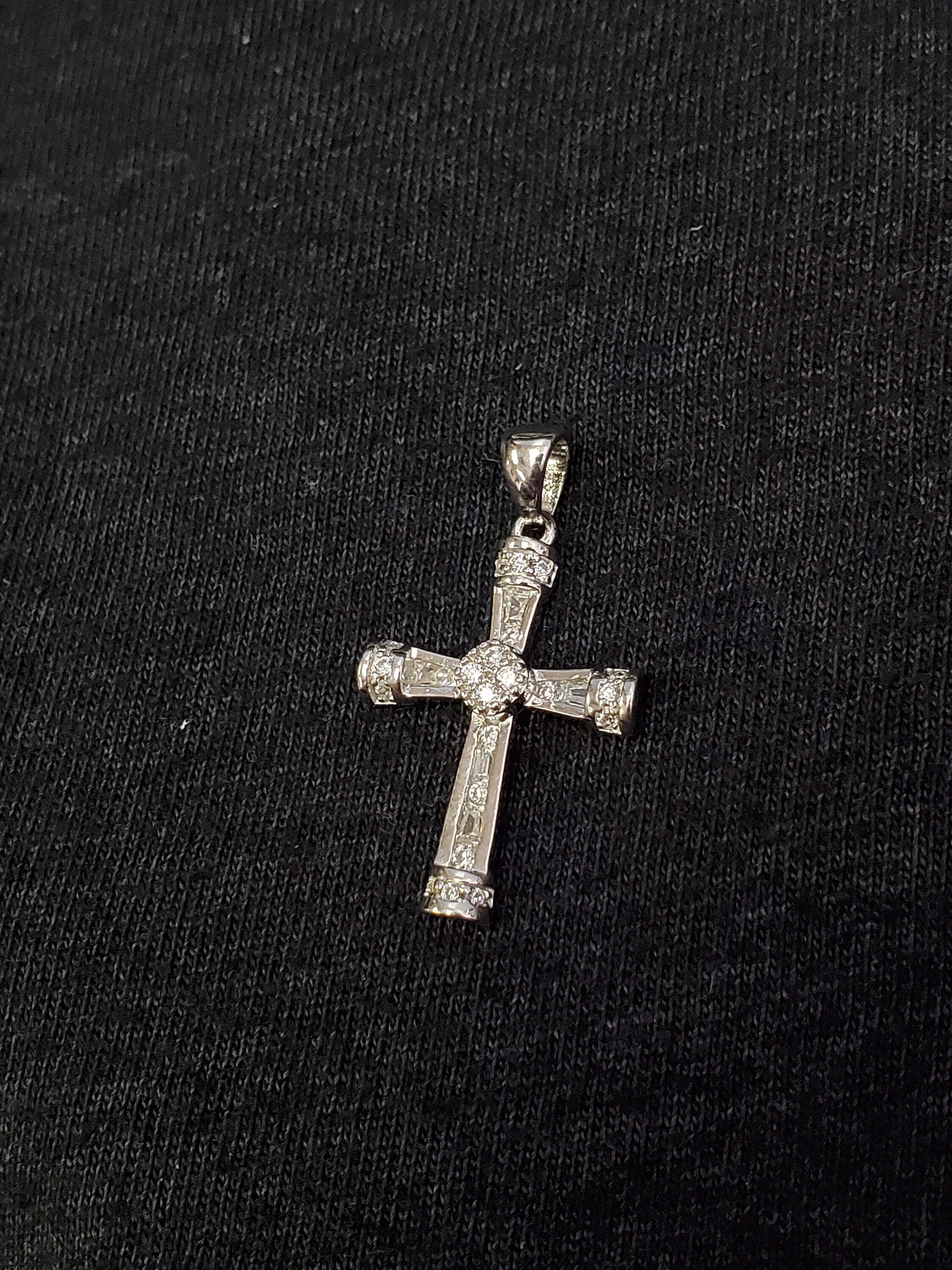 925 Sterling Silver CZ Cross Charm/Pendant Made In Italy | Etsy