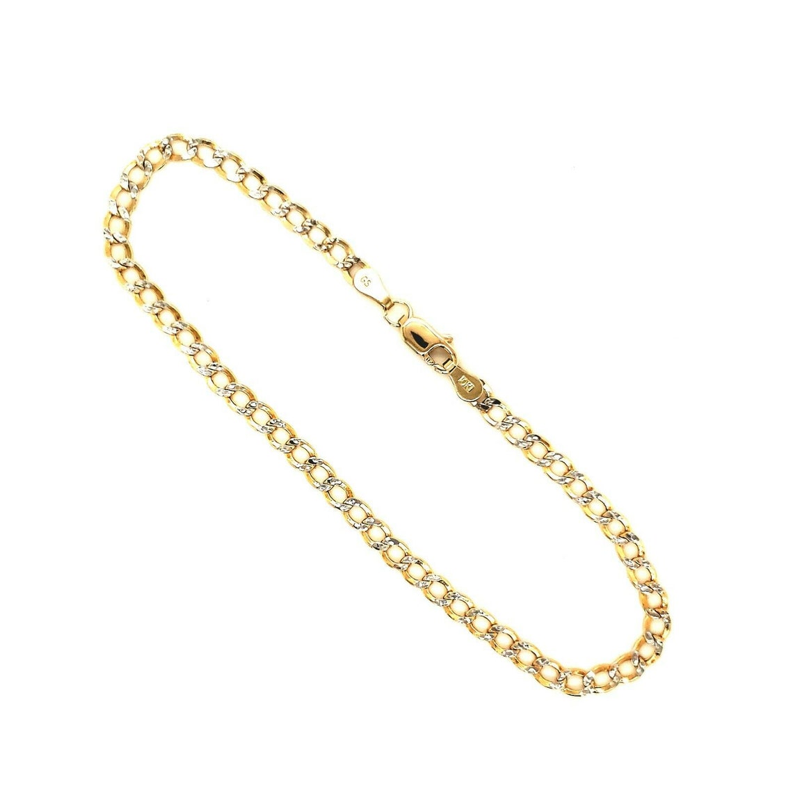 10K Two Tone Hollow Gold Cuban Curb Link Bracelet / Beach - Etsy