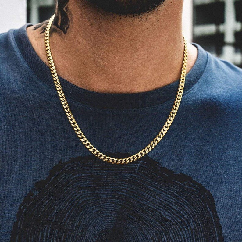 Real 10k Yellow Gold Hollow Miami Cuban Link Chain Necklace For Men Women 3.0mm