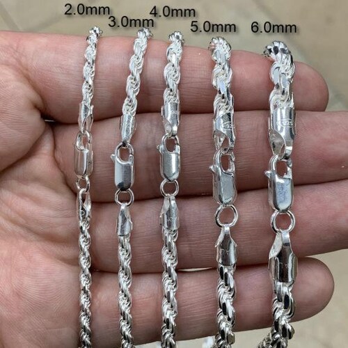 Handmade Rope Chain Necklace 9mm Solid 925 Sterling Silver - Etsy