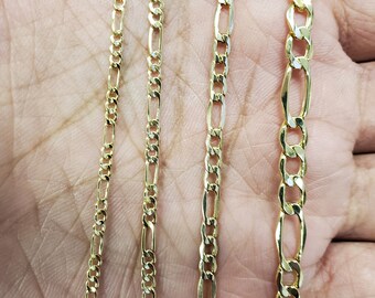 10k Yellow Gold Hollow Figaro Necklace