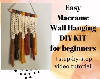 DIY Macrame Wall Hanging KIT | Macrame Tutorial /Knitting Craft | Macrame Diy Kit / Gift for mom /Gift for adult