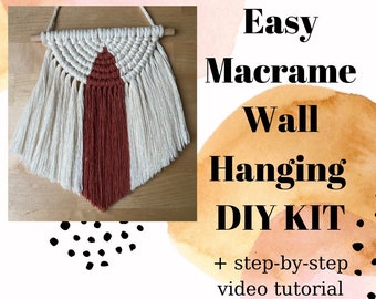 DIY Macrame Wall Hanging KIT | Macrame Tutorial /Knitting Craft | Macrame Diy Kit / Macrame Mural /Gift for adult