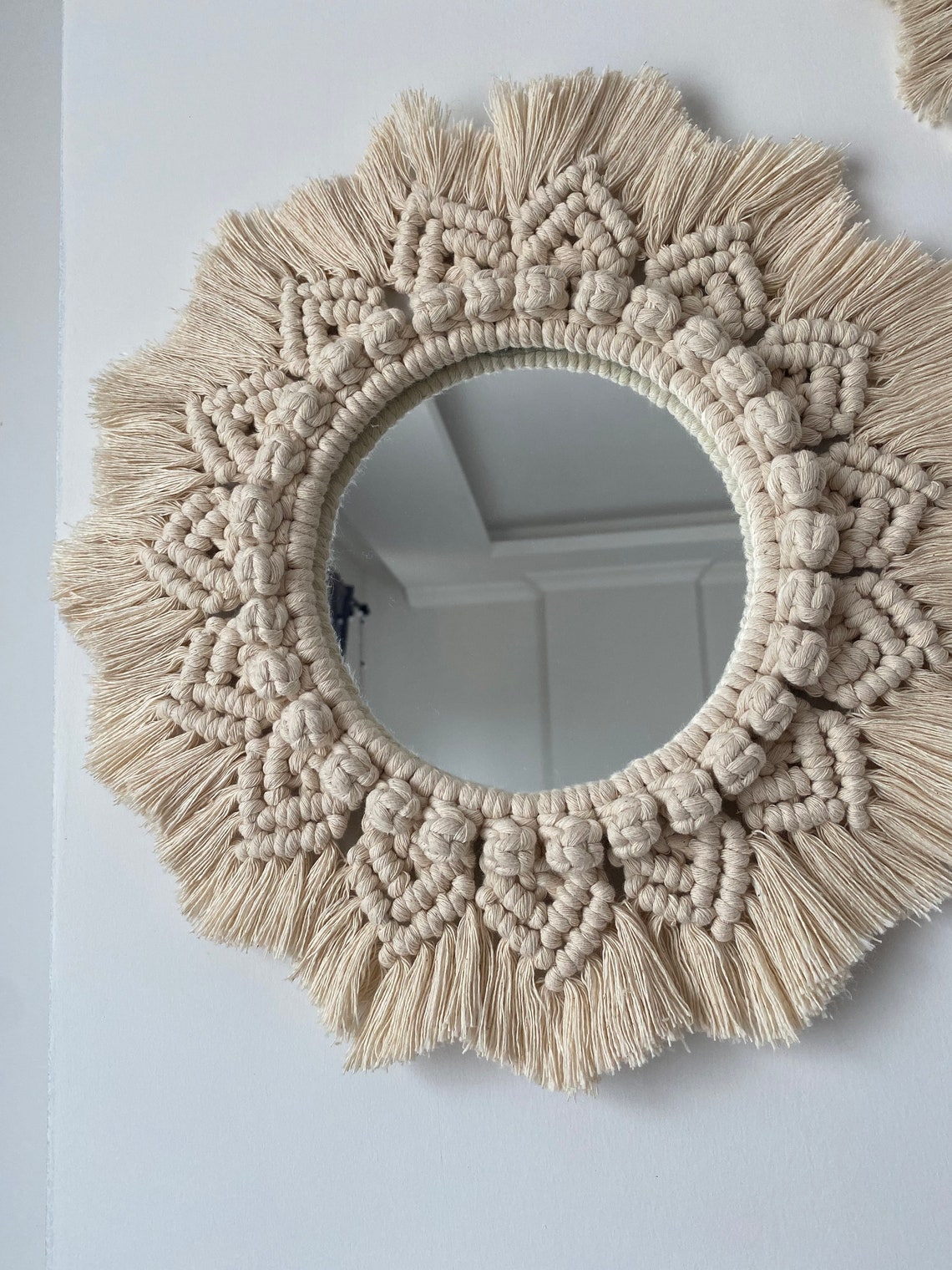 Beige macrame mirror mirror wall decorhome decoration Etsy