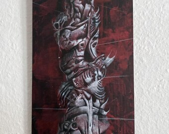 Totem - Original Gemälde Dark Art, handgemalt 19 x 42 cm