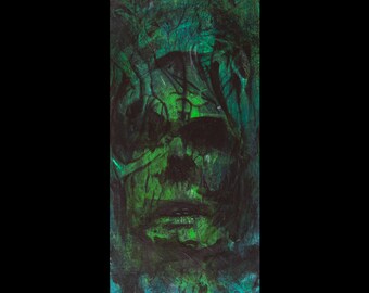 swamp thing - original painting (acrylic on paper) dark art surrealism