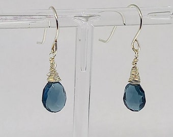 Blue topaz earrings, gemstone earrings, blue drop earrings, London blue topaz earrings