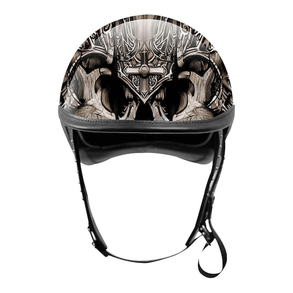 custom motorcycle half helmets for sale Custom Half Helmet Painted Carbon Fiber Helmet With Leather Trim for Retro  Motorcycle Riders