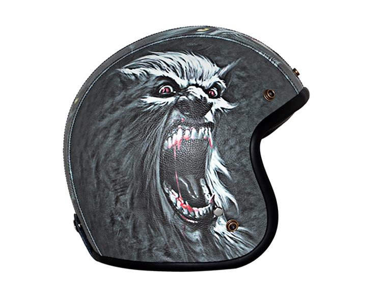 Custom Open-Face Motorcycle Helmet Street Bike Leather Motocross helmet (M, Grey)