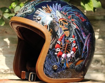 Motorcycle Custom Face Printed Helmet Full Face Leopard Ateliers Ruby