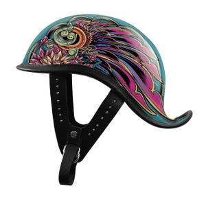Custom Half Helmet Painted Carbon Fiber Helmet with Leather Trim for Retro Motorcycle Riders