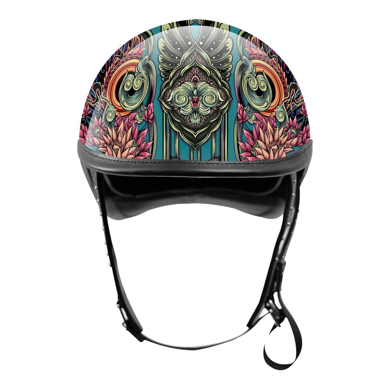 design your own motorcycle helmet for women Custom Half Helmet Painted Carbon Fiber Helmet With Leather Trim for Retro  Motorcycle Riders