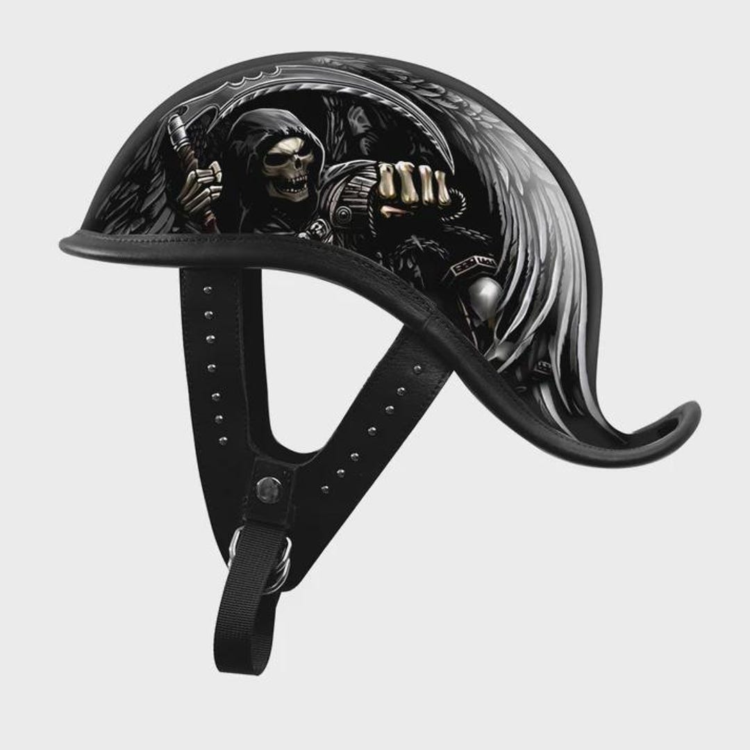 custom half face motorcycle helmets TRUSTERTHEE with Shield, German Style Motorcycle Helmet for Adult Men Women, DOT Approved Retro Half Shell Helmet for Moped Cruiser Scooter (Medium, 1Bright Black) : Automotive The custom formed interior provides extreme comfort S1602 Custom Painted Flame Half