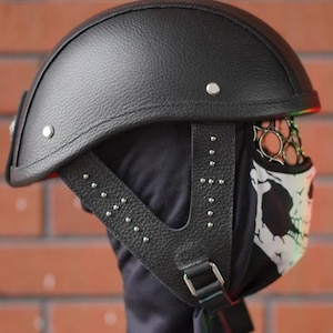 Custom Half Helmet Painted Carbon Fiber Helmet with Leather Trim for Retro Motorcycle Riders