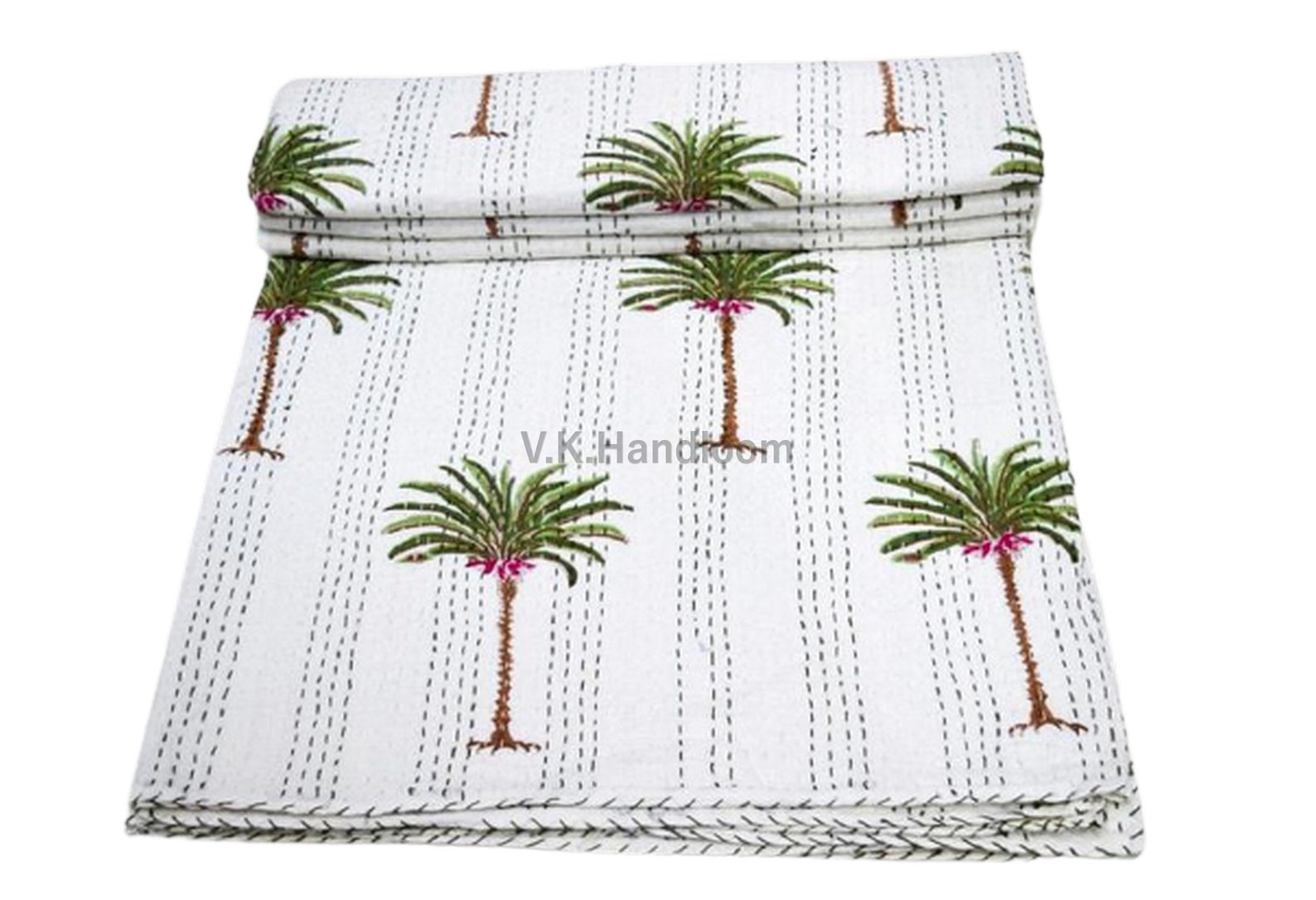 Queen Size Palm Tree Quilt Boho Bedding Bedspread Indian Etsy