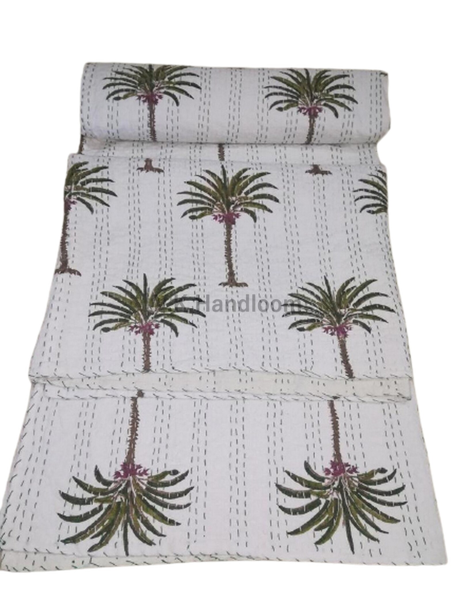 Queen Size Palm Tree Quilt Boho Bedding Bedspread Indian Etsy
