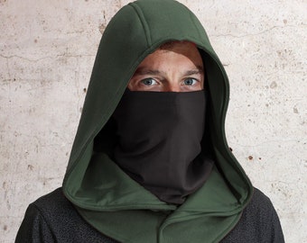 Green Assassin Mask Hood Hoodie Costume Cosplay