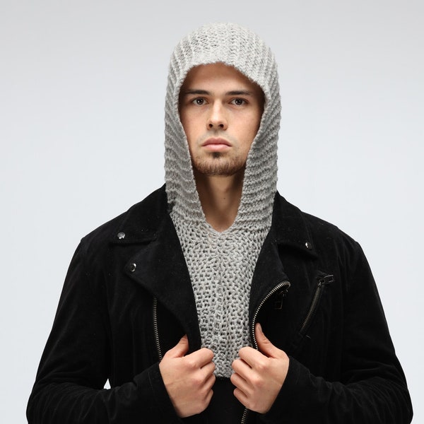 Chainmail Hood Burning Man Outfit Coif Armor Templar Cowl Hoodie Ren Faire Costume Cosplay Larp Reenactment Dark Souls Dnd Medieval Knight