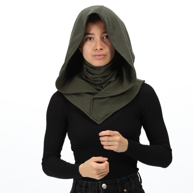 Green Assassin Mask Ren Faire Hood Cowl Cosplay Larp Burning Etsy