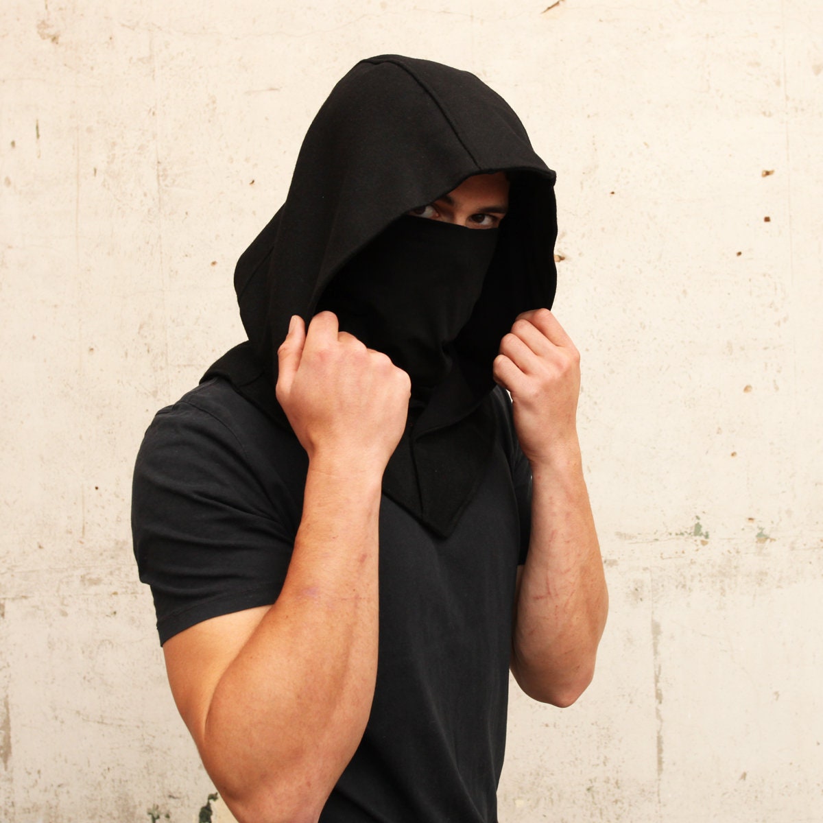 Black Techwear Assassin Ninja Samurai Mask Hood Hoodie 