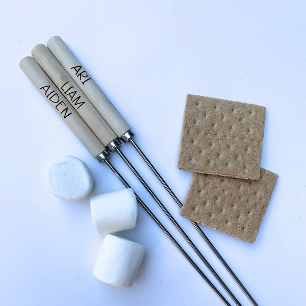 Wooden Resusable S'More Engraved Personalized Sticks