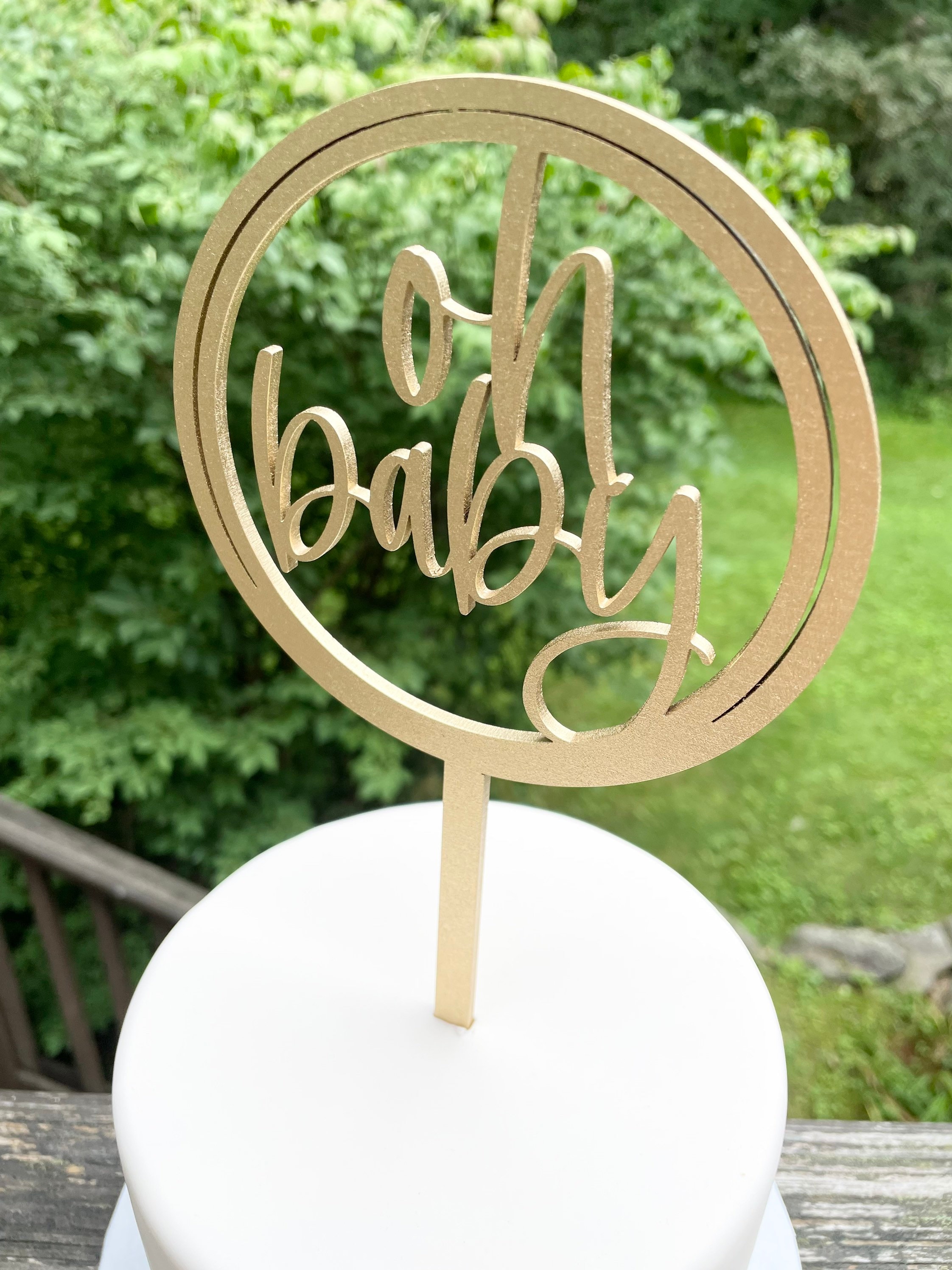 Oh Baby Cake Topper 3D Gold Bronze Silver Wooden Etsy