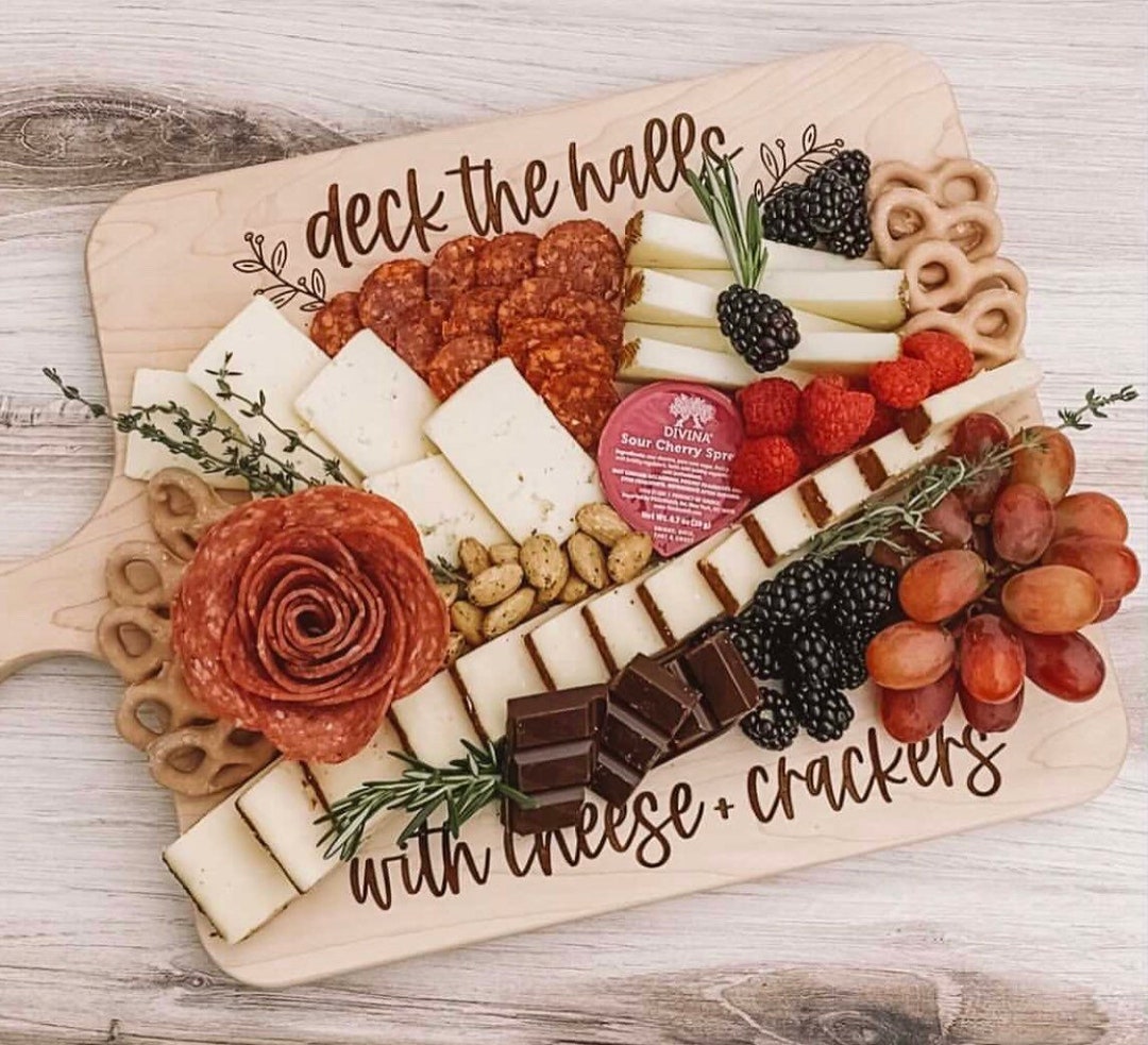 Deck the Halls With Cheese & Crackers Charcuterie Serving Christmas Board Etsy
