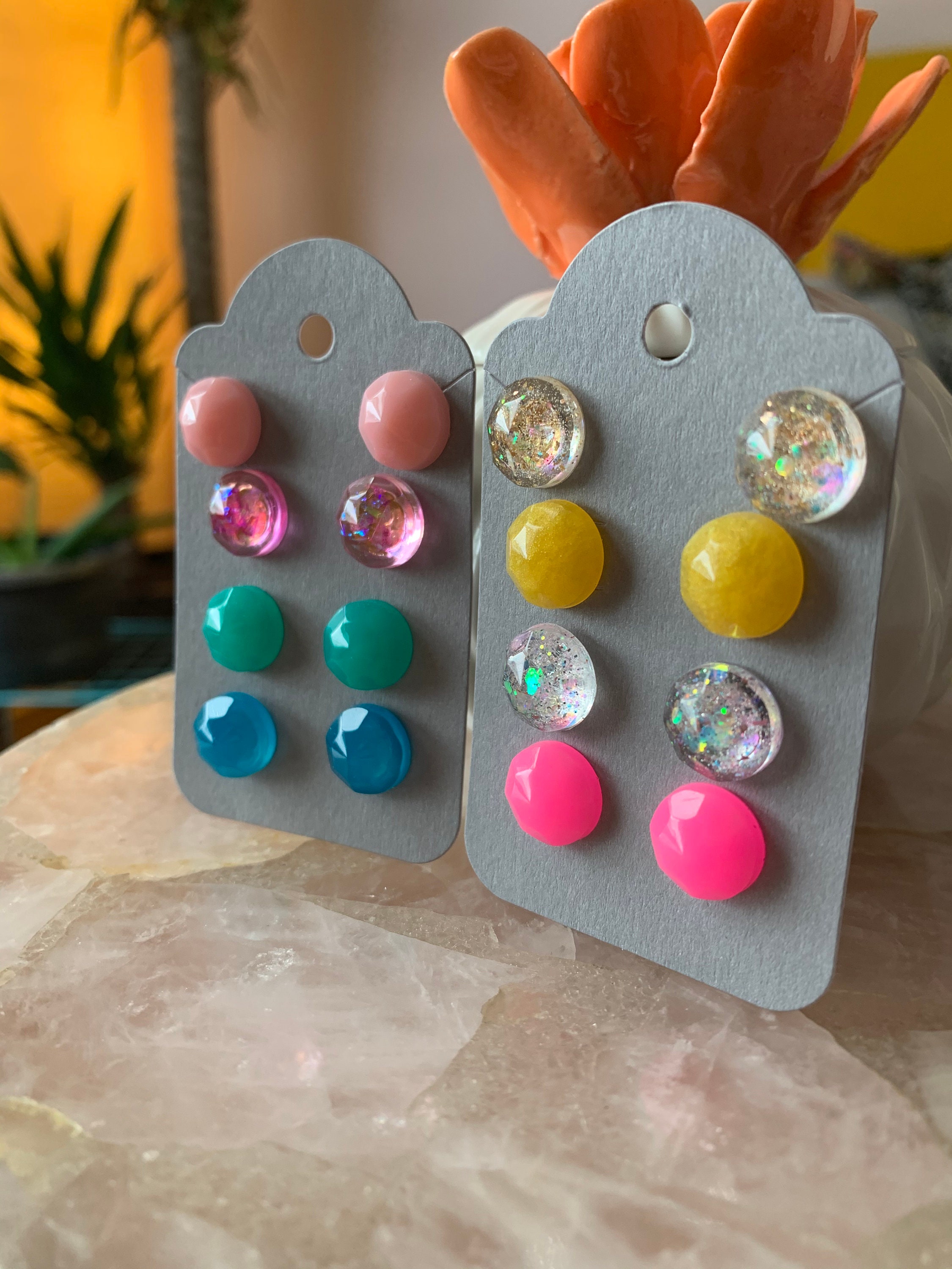 Earrings Variety of Round Resin Stud Earrings Etsy