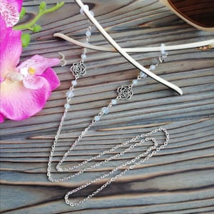 Crystal Flower | Beaded glasses chain, glasses chain, Face mask chain, glasses chain holder, mask lanyard, chain for mask, beaded mask cord