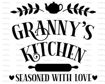 Granny's Kitchen Svg-Grannys Kitchen Svg-Made With Love Svg-Baked With Love Svg-Apron Svg-Pot Holder Svg-Grandma's Kitchen Svg