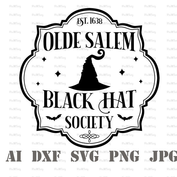 Olde Salem Svg-Vintage Halloween Svg-Halloween Label Svg-Witches Brew Svg-Witch Coffee Label Svg-Black Hat Society Svg-Poison Halloween Svg